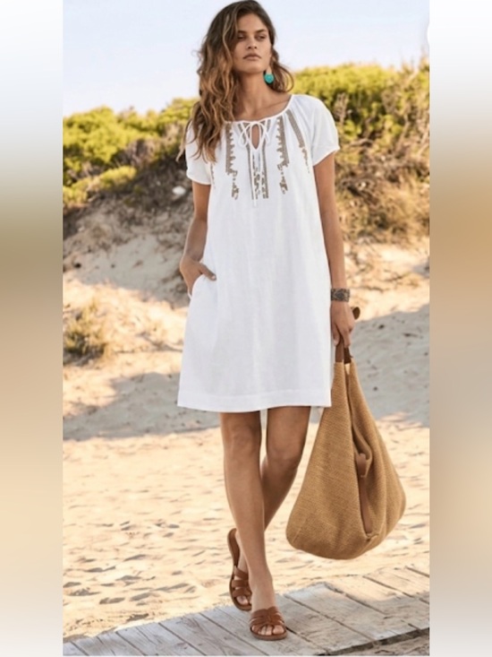 Route 66 Dresses & Skirts - White  Route 66 White Cotton Boho Peasant Dress Size Medium